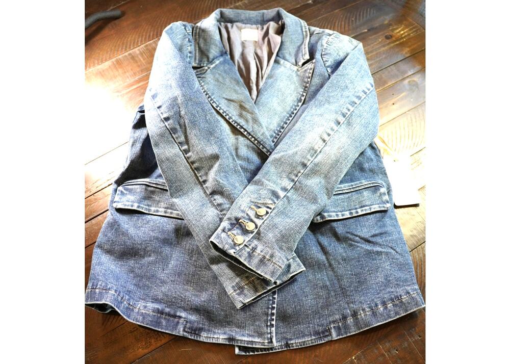 Wash Lab Denim NWT Rare Proto Sample Fitted One Button Denim Blazer Jacket S